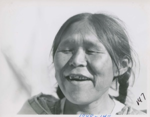 Image: Woman laughing [Inuuja, wife of Joshua Komangapik]